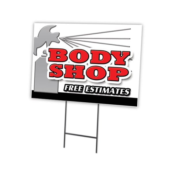 Signmission Body Shop Free Estimate Yard & Stake outdoor plastic coroplast window, 1216 Body Shop Free Estimate C-1216 Body Shop Free Estimate - main